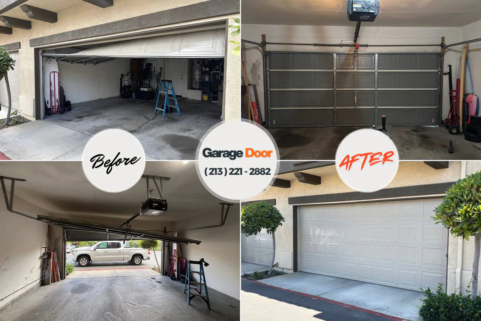 Before and after: garage door repair Santa Cruz, CA